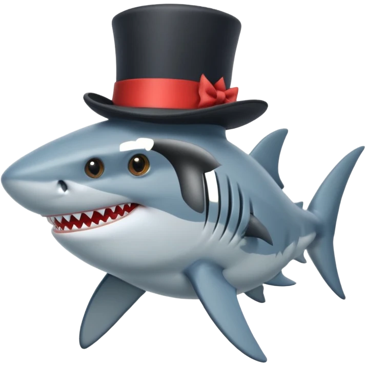 Shark with a top hat emoji