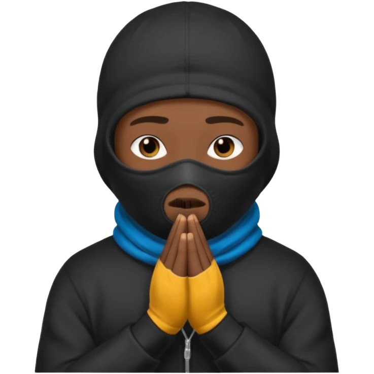 Peux tu me faire un gangster cagouler qui prie  emoji