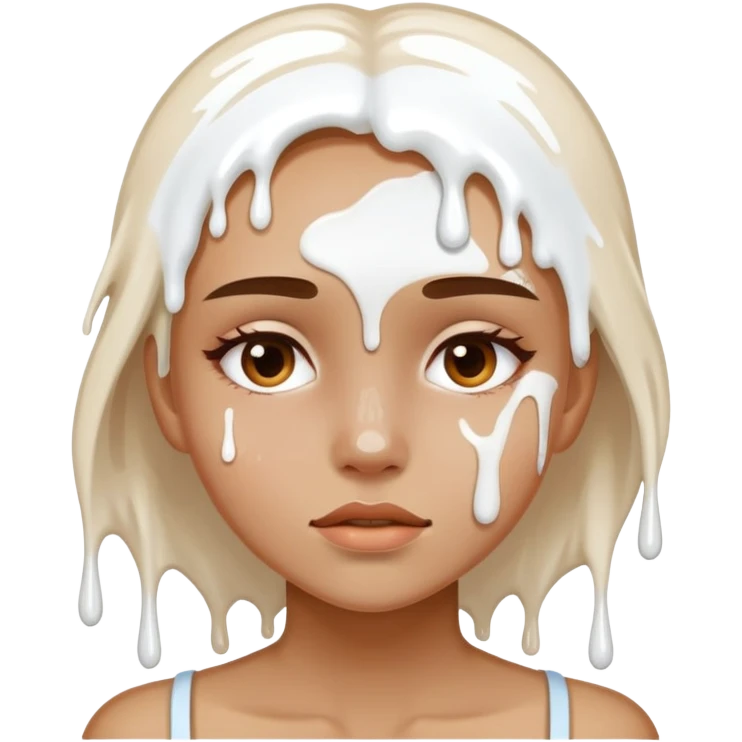 Girl with white paint dripping off her face  emoji