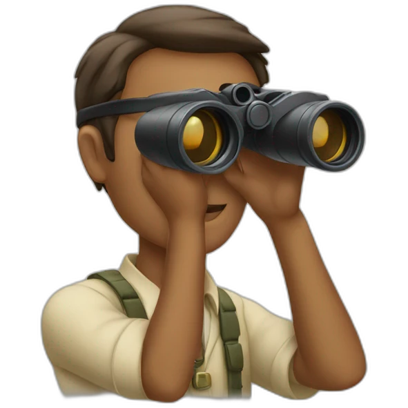 nerd using binoculars emoji