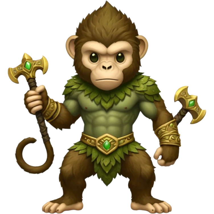 earth elemental monkey warior with moss green and brown furr emoji