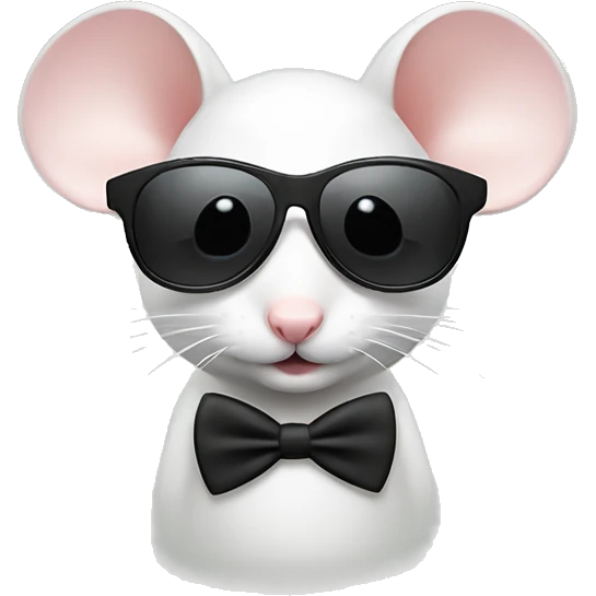 Cute little white mouse wearing sunglasses and black fake mustache  emoji