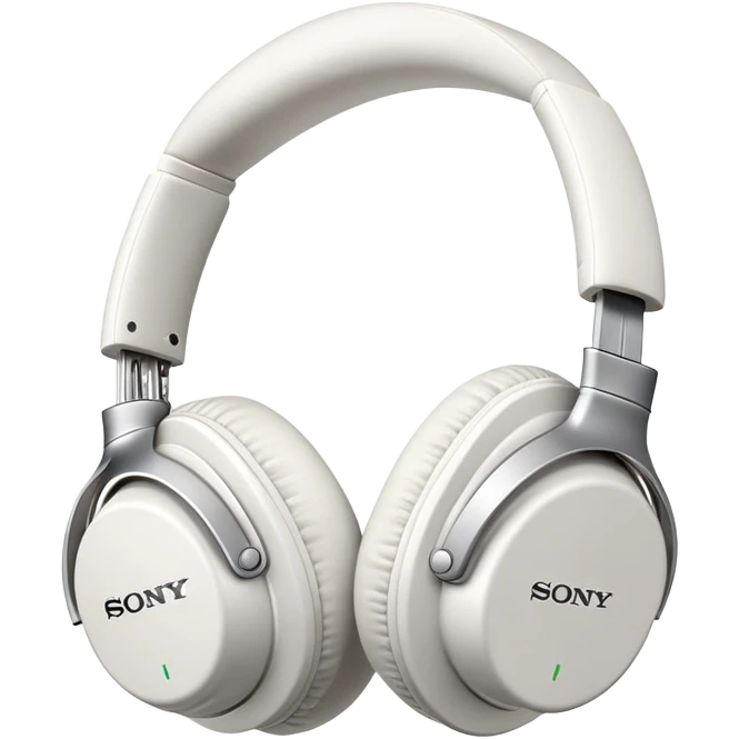 Full-sized white Sony headphones with over-ear cups and Sony logo, professional looking with plush ear cushions emoji