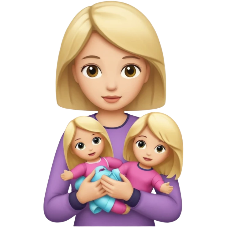 woman holding blonde doll emoji