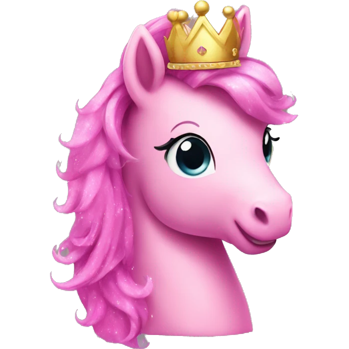 pink pony with crown and glitter emoji