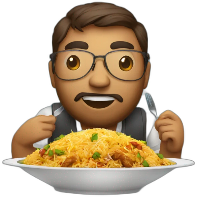 techie coding & eating biryani emoji