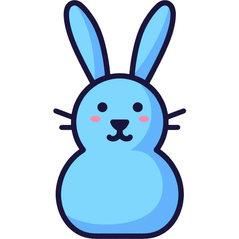 blue minimalist easter bunny, simple clean lines emoji