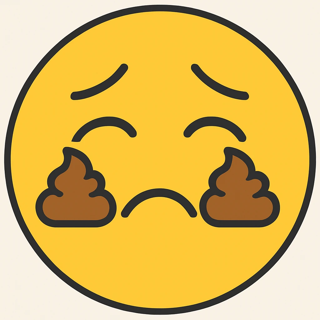 crying emoji but instead of tears poop, emoji style emoji