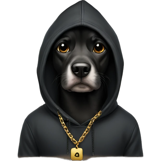 dog with black hoodie and gold chain emoji