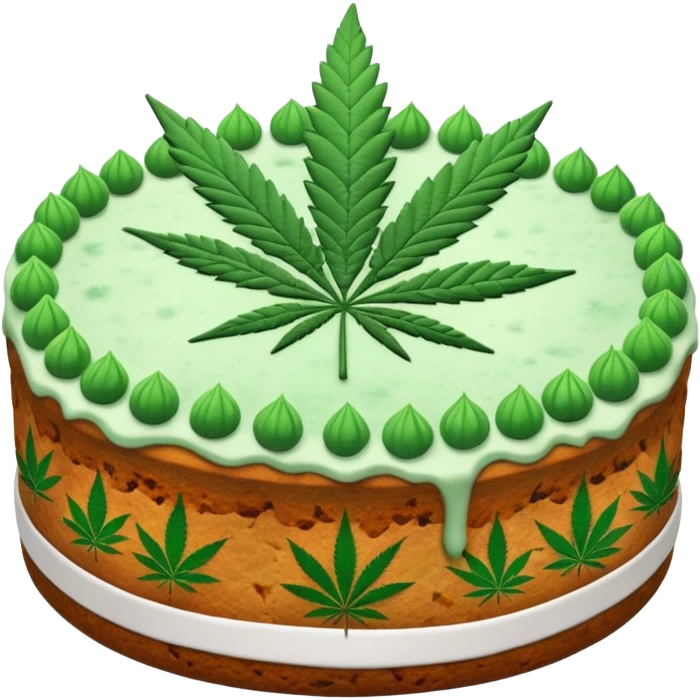 frosted fruit cake with cannabis leaf emoji
