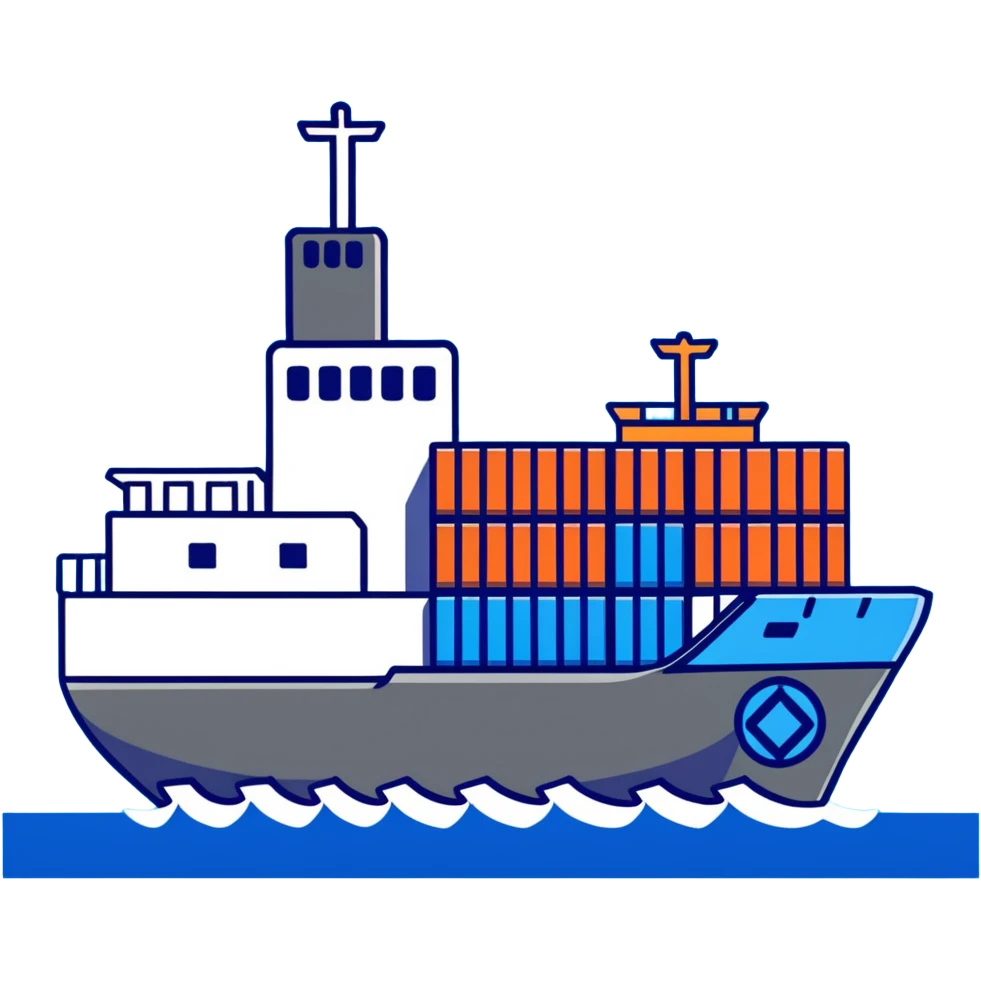 Cargo container ship in ocean emoji