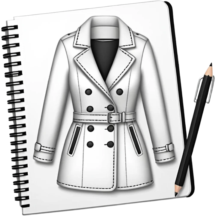 fashion clothe skecth on sketch book, with pencil emoji
