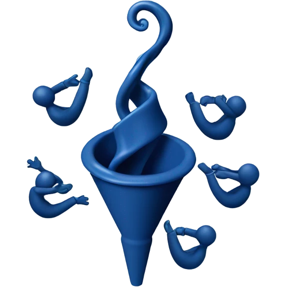 People are being sucked into a dark blue funnel emoji