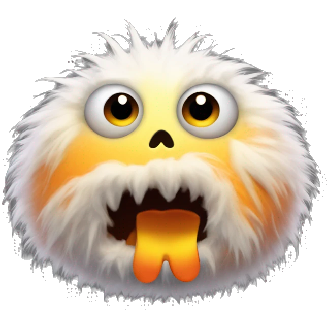 Fluffy furry candy corn monster round with big eyes emoji