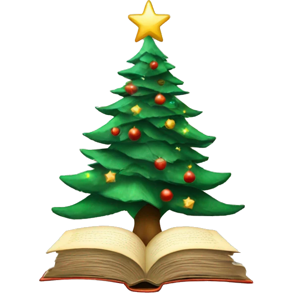 Christmas tree and book emoji