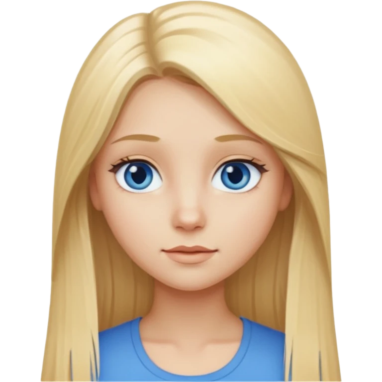 Une fille blonde aux cheveux long lisse et aux petits yeux bleus emoji