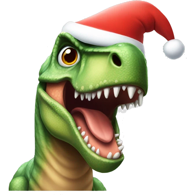 dinosaur wearing Santa hat emoji
