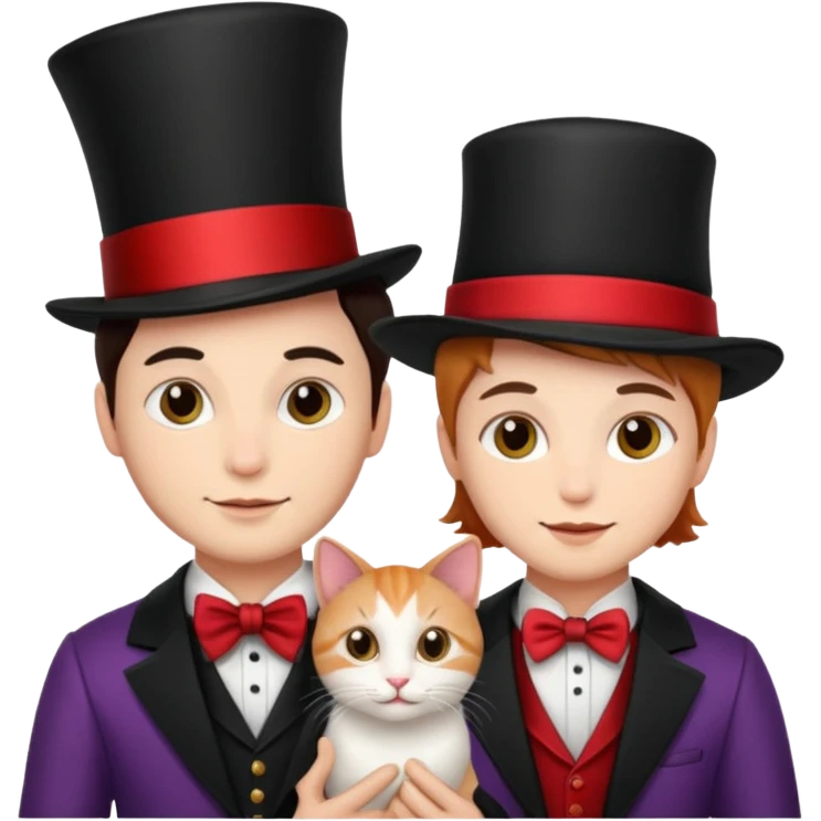 magician couple and their pet cat emoji