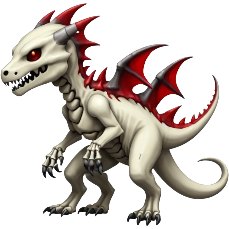 Shiny White Evil Glowing Eldritch Skeletal Creepy Edgy Badass Cool Marowak-Salandit-Duskull-Darkdramon-fusion with bloody red markings emoji