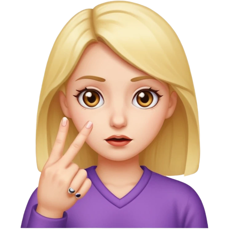 A girl, sticking up the middle finger and rolling her eyes emoji