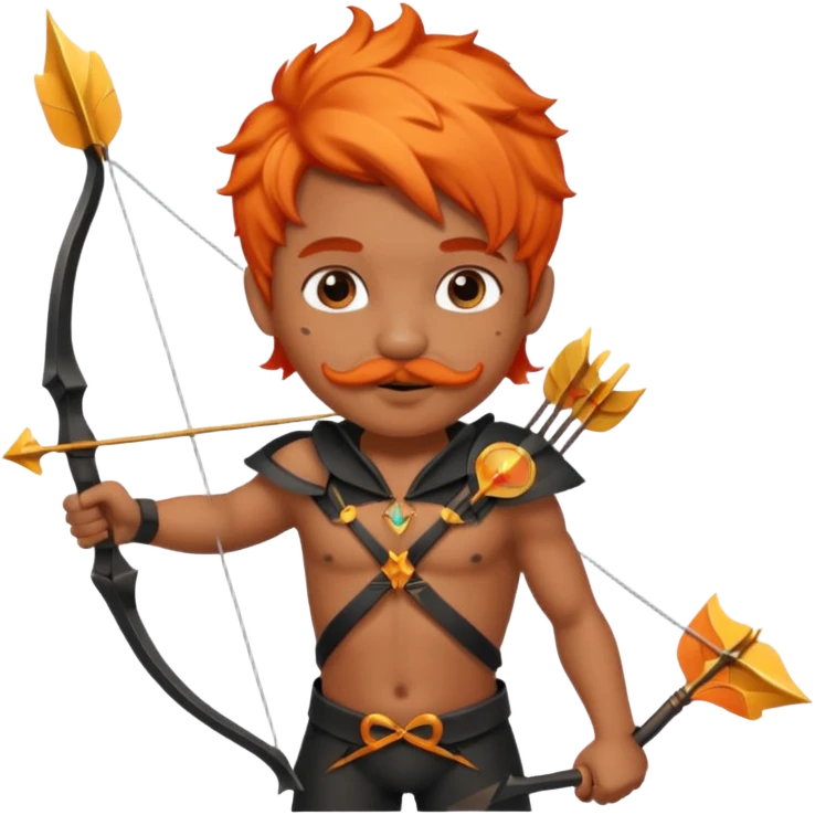 Black cupid with orange hair and mustache emoji