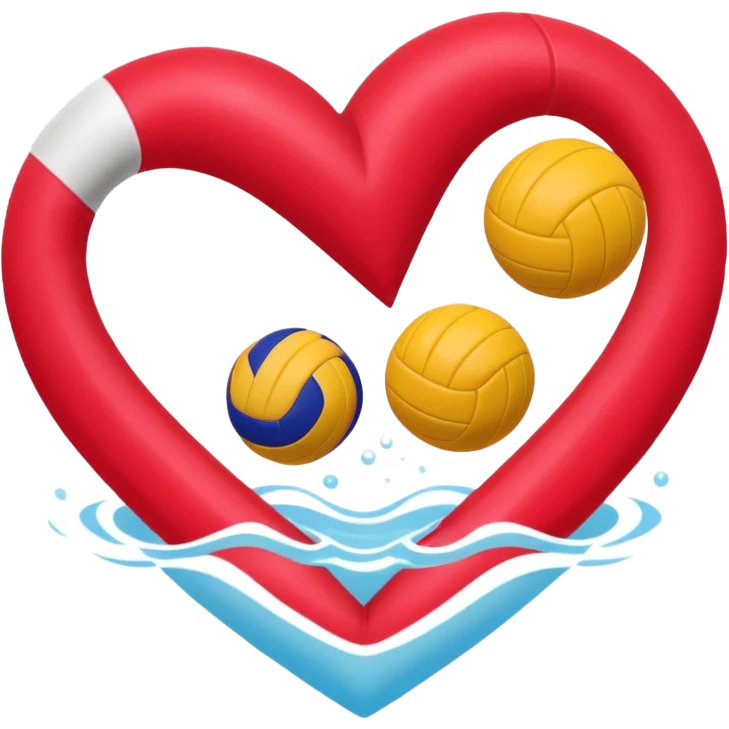 Natación  y voley en un corazón de color  emoji