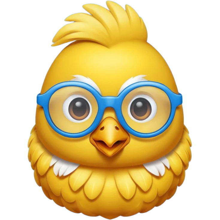 Pollito amarillo con gafas de marco azul emoji