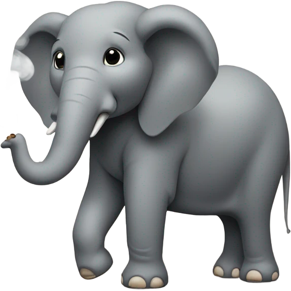 Elephant smoking brown pebble emoji