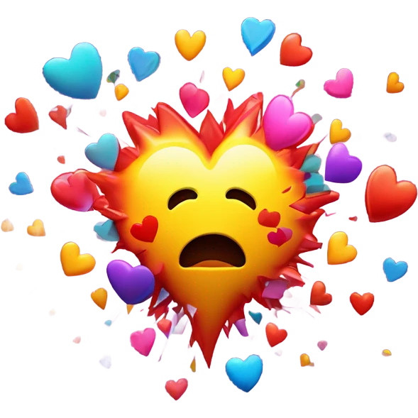 Explosion head with love hearts and broken hearts  emoji