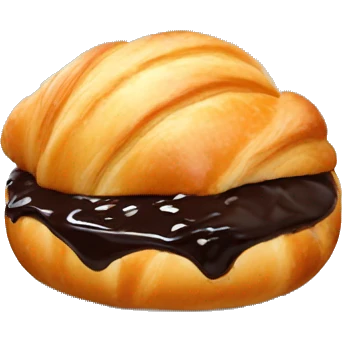 round croissant bun with chocolate topping  emoji