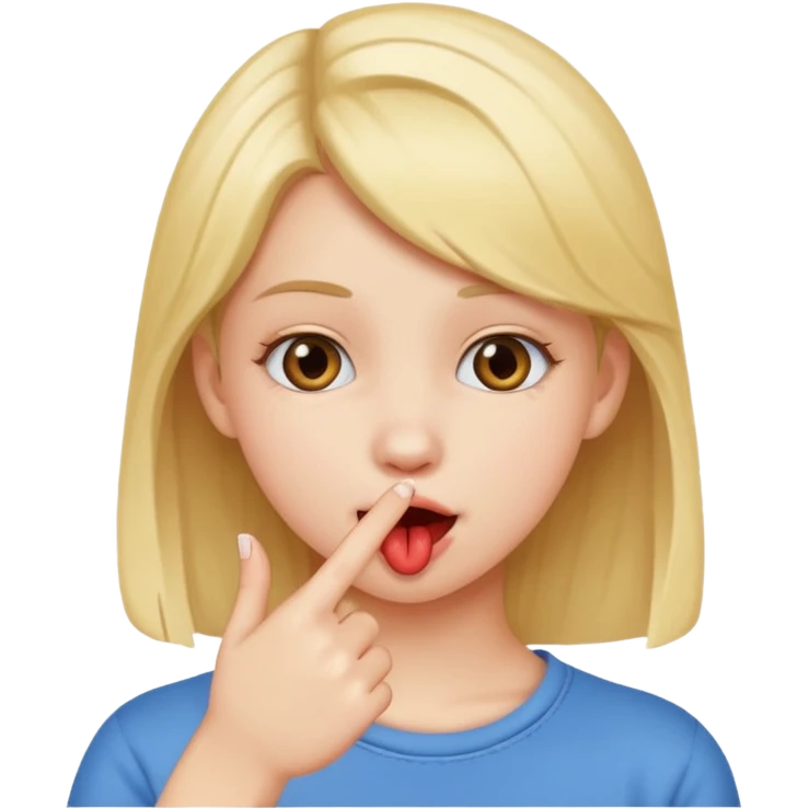 cute teen biting her finger flirtatiously as a sign that she likes someone emoji