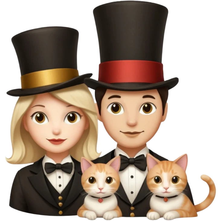 magician couple and their pet cat emoji