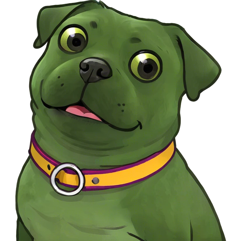 Pug with little bit of younger hanging out of it mouth  emoji