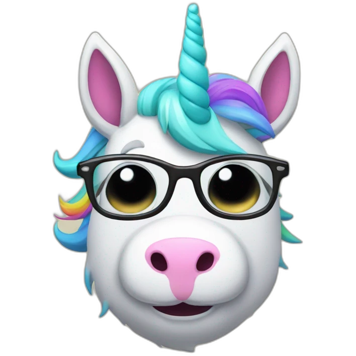 glasses and mustache man, wearing an unicorn flurry s emoji