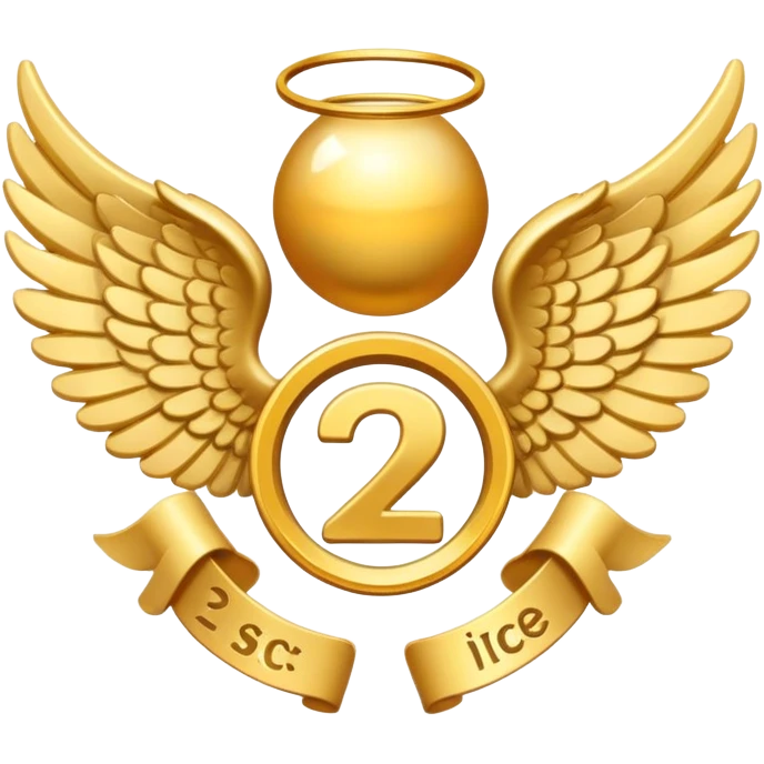 2st place award (number) decorated with angel wings golden emoji
