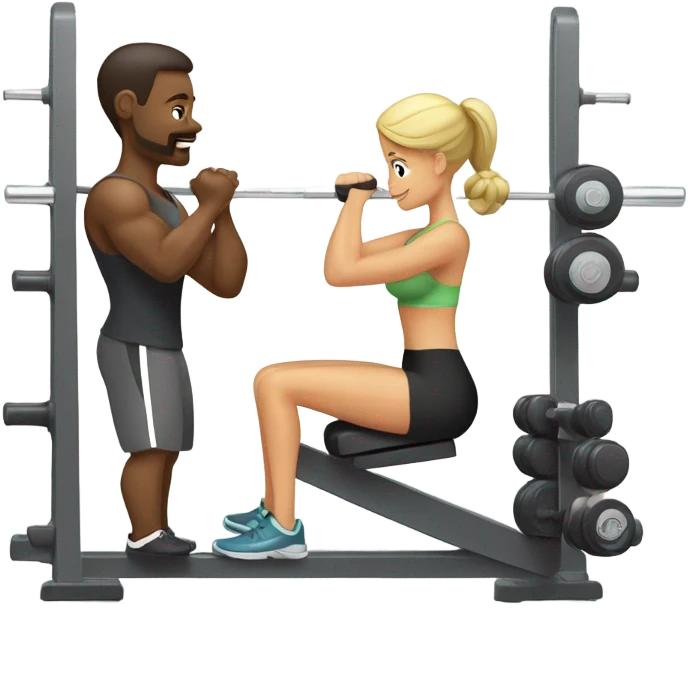 A husband and a wife training in gym togetehr emoji