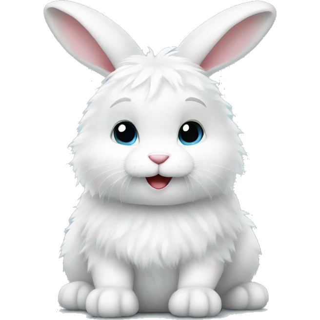 A white fluffy bunny sitting  emoji