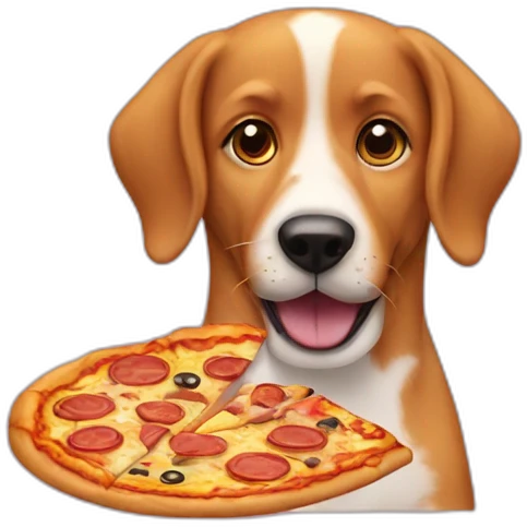 Dog eating pizza emoji