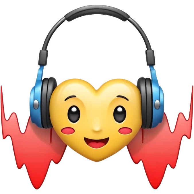 cute sound wave character with heart eyes listening to music emoji