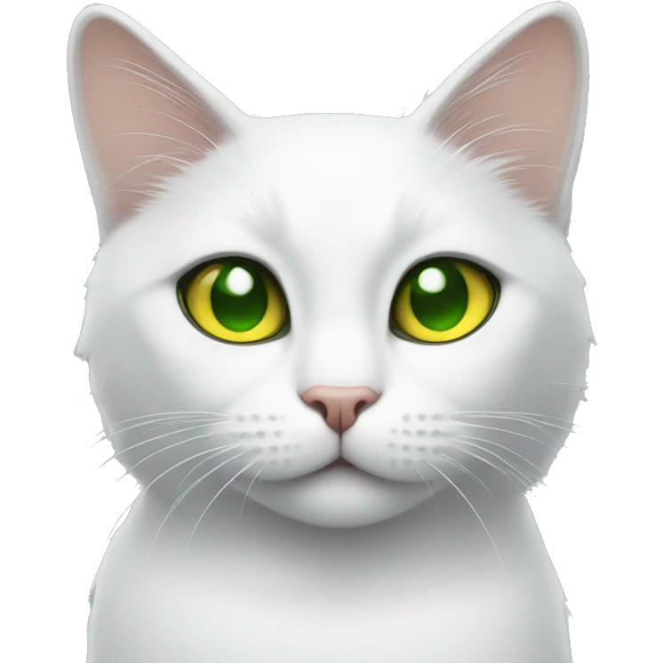 White cat with yellow eyes and black cat with green eyes emoji