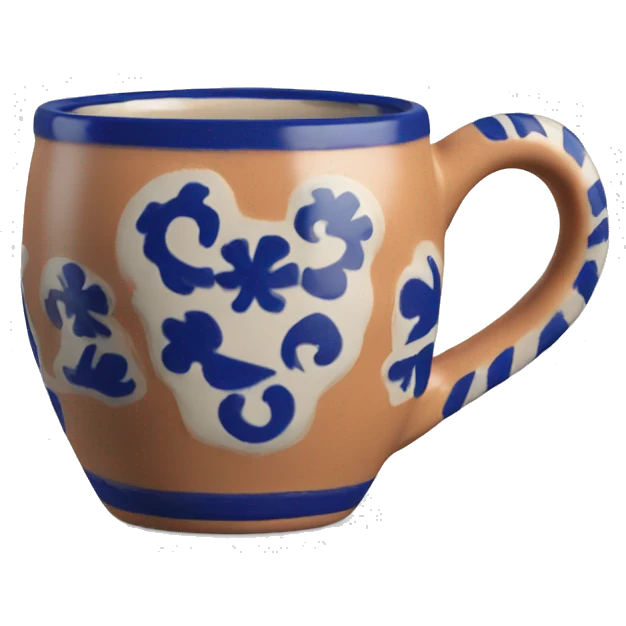 Realistic clay talavera mug isolated.  emoji