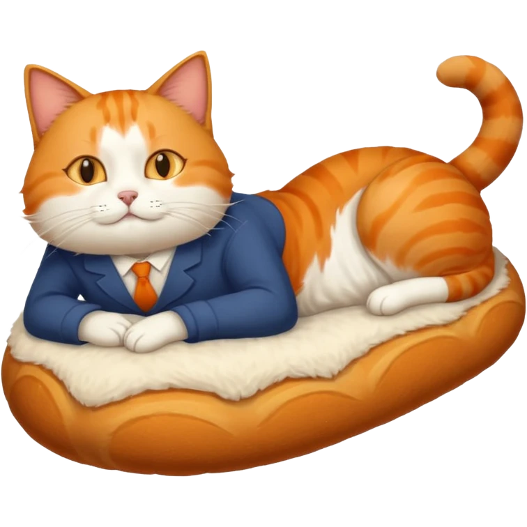 full body cat in loaf with a human man head  emoji