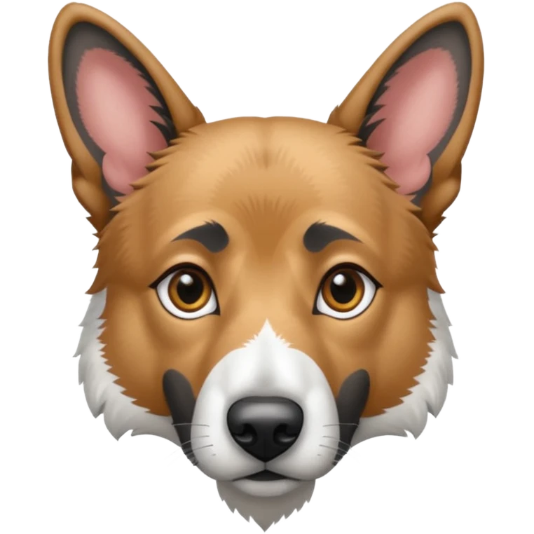 chien croisé malinois berger australien (ressemble + au malinois, yeux gris et poils mi long et gris emoji