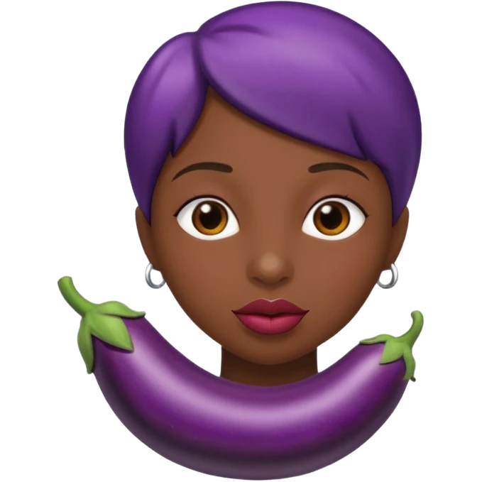 Lips sucking on an eggplant emoji