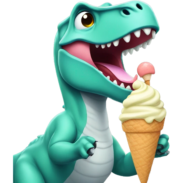 Dinosaur eating ice cream emoji