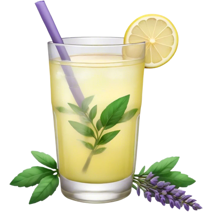 Lavender mint lemonade in a glass with a sprig of lavender  emoji