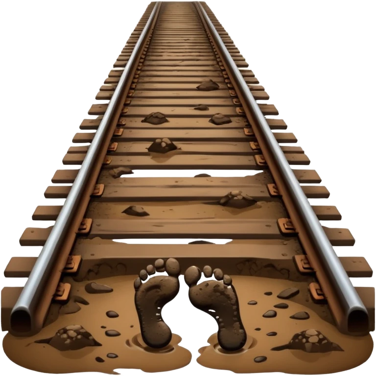 footprints near train track emoji