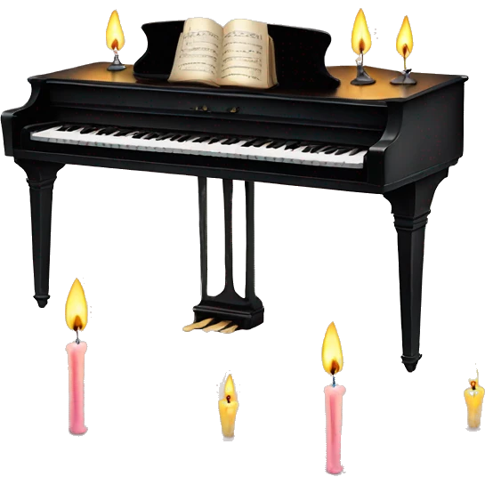 vintage piano with melted candles on top emoji