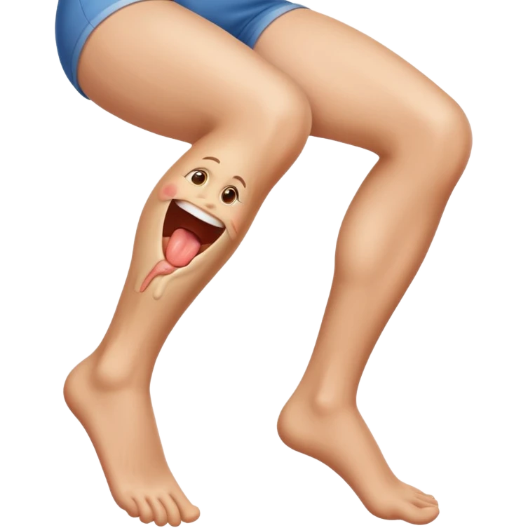 A human leg with a face on it emoji