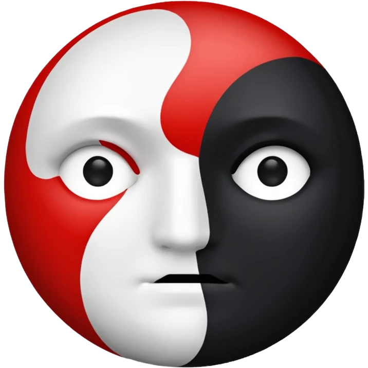 circle emoji, left half black, right half red, no face emoji